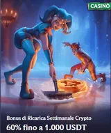 Bonus ricarica settimanale cripto 60 fino a 1000 usdt