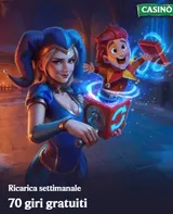 Ricarica settimanale 70 giri gratuiti 2